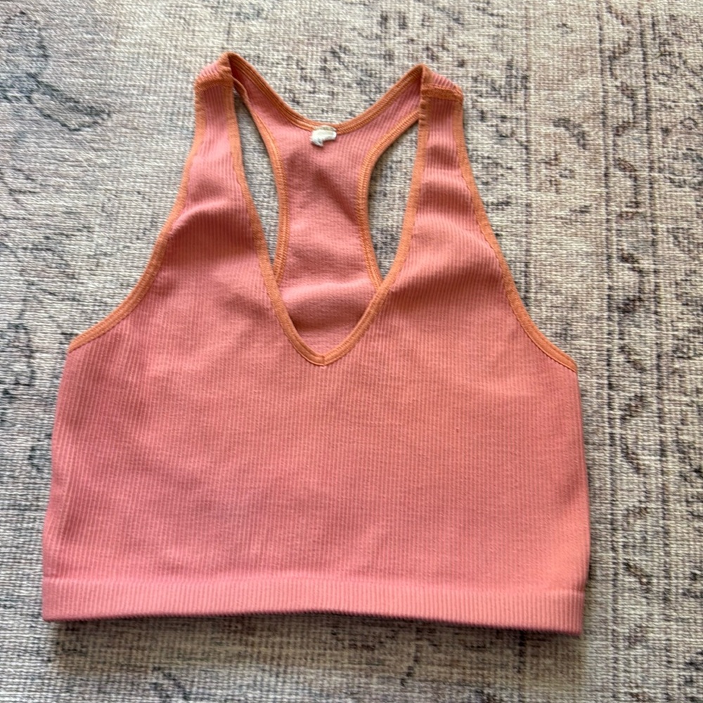 Free People Go To stretch rib bra crop tank. M